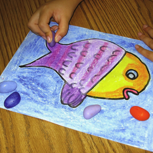 Crayon Rocks: 16 color crayons in blue gingham